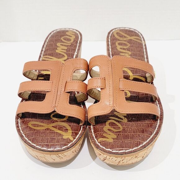 Sam Edelman Rolita Wedge Sandals Women's Size 10 M Brown Slip On Heels Strappy - Picture 3 of 11